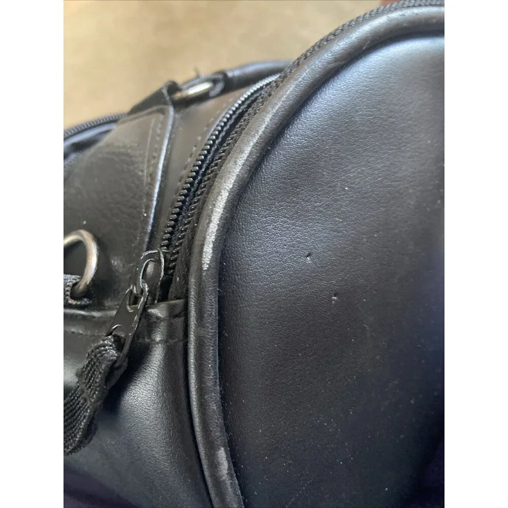 View padded faux leather camera bag with handle
